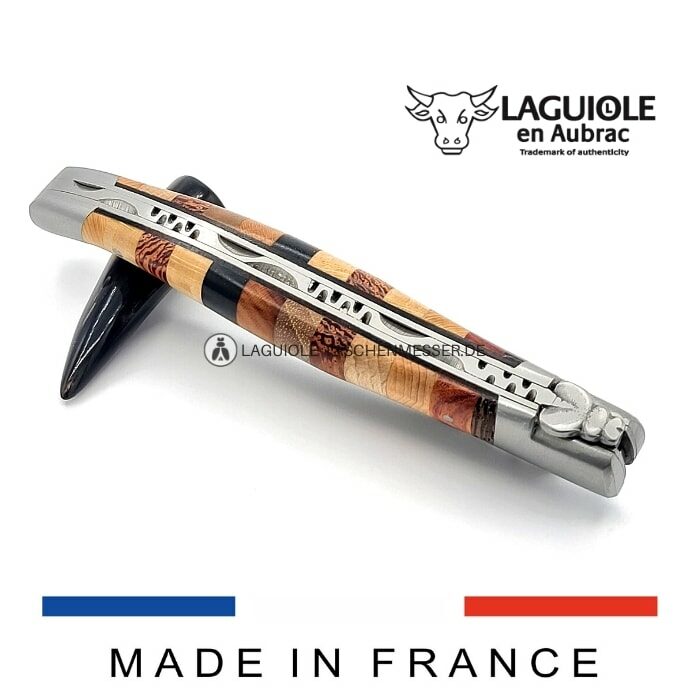 laguiole taschenmesser woodstock intarsien satinierte