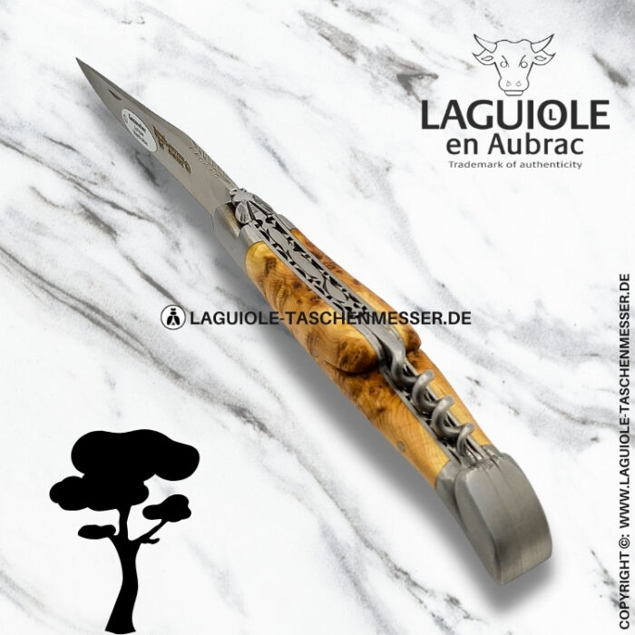 Laguiole En Aubrac Taschenmesser 12 Cm – Eisenholz-Griff, Doppelplatine, Matt Satinierte Klinge