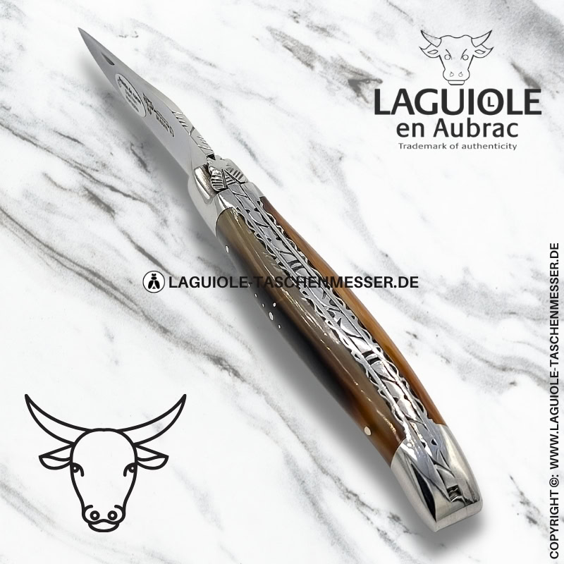laguiole taschenmesser doppelplatinen mit griff aus hornspitze