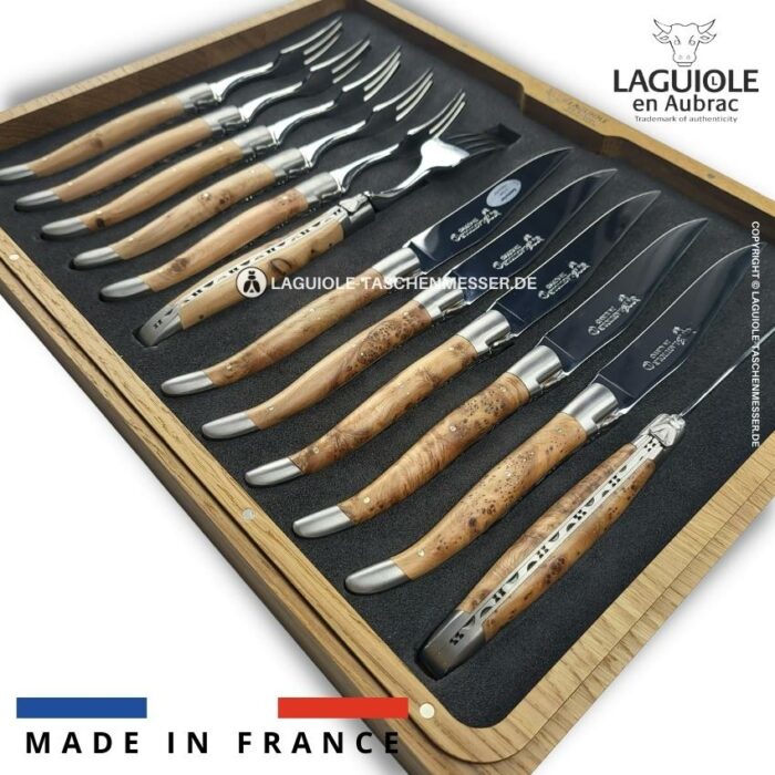 12 teilig laguiole en aubrac besteck set wacholder