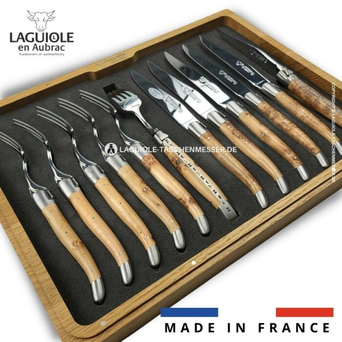 12 teilig laguiole en aubrac besteck set wacholder