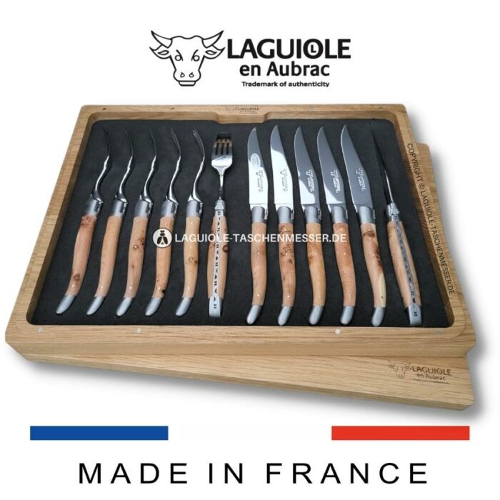 12 teilig laguiole en aubrac besteck set wacholder