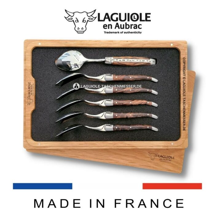 laguiole en aubrac dessertlöffel set weinrebenholz