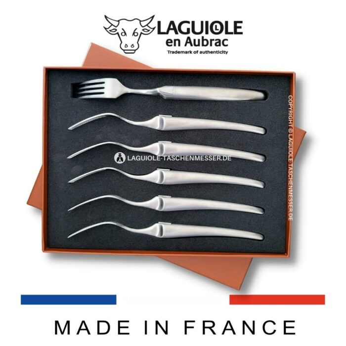 laguiole en aubrac gabel set monoblock, edelstahl satiniert