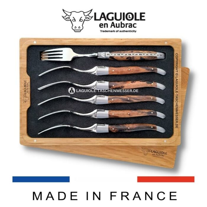 laguiole en aubrac gabel set weinrebenholz