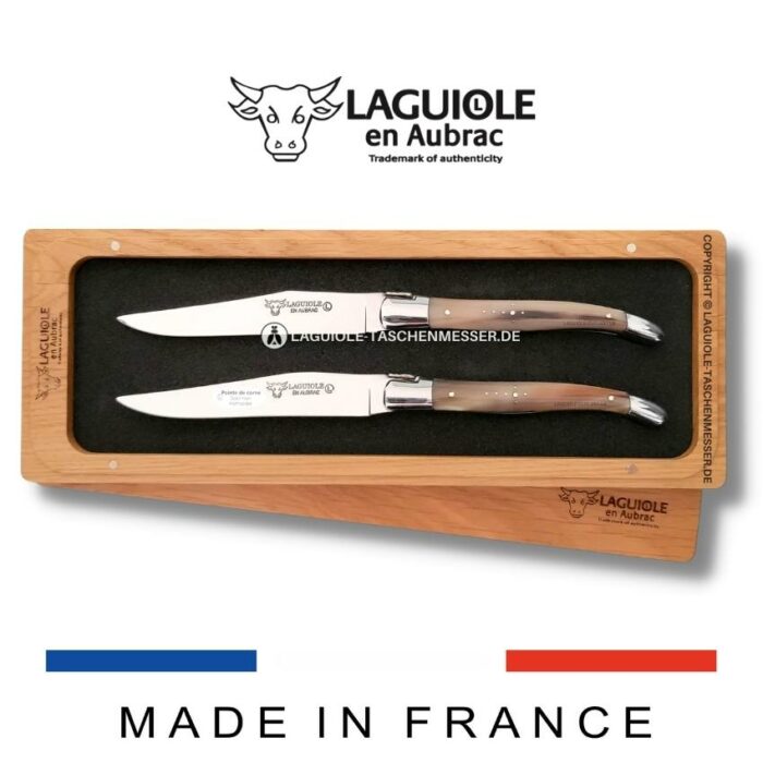 laguiole en aubrac steakmesser 2er set hornspitze