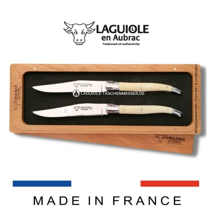 laguiole en aubrac steakmesser 2er set knochen