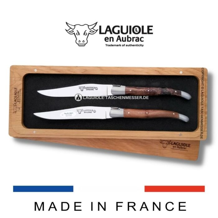 laguiole en aubrac steakmesser 2er set weinrebenholz