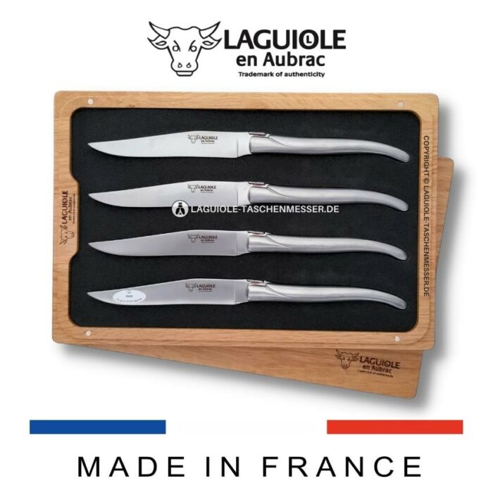 laguiole en aubrac steakmesser 4er set edelstahl satiniert