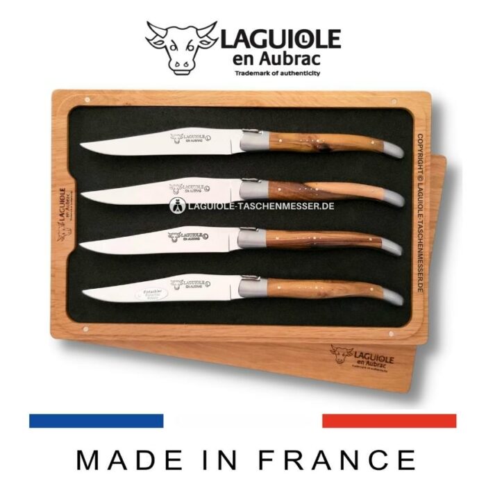 laguiole en aubrac steakmesser 4er set pistazienholz