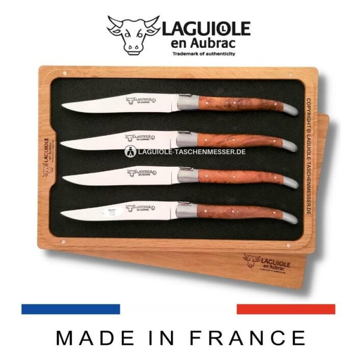 laguiole en aubrac steakmesser 4er set thujaholz