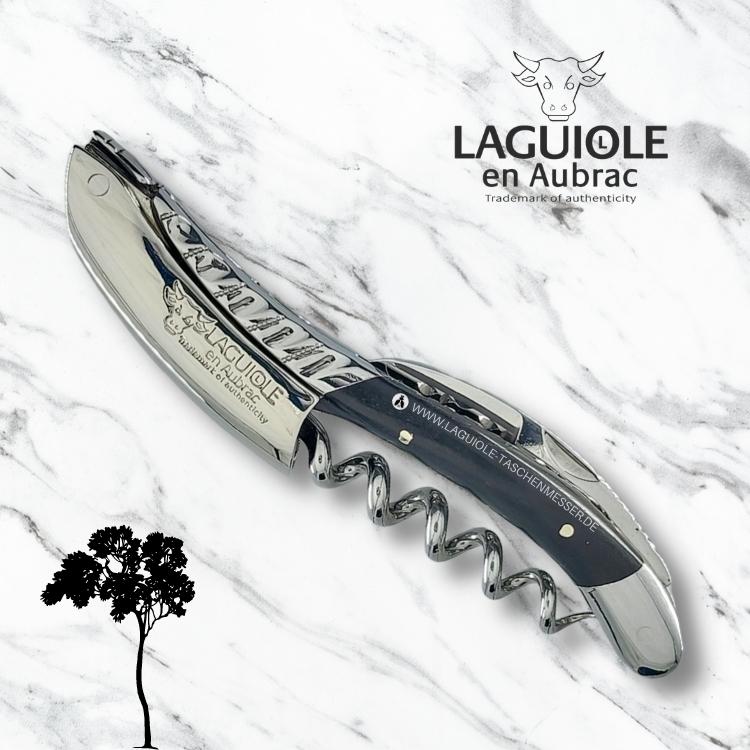 laguiole en aubrac sommeliermesser griff ebenholz torsade guillochierte platinen