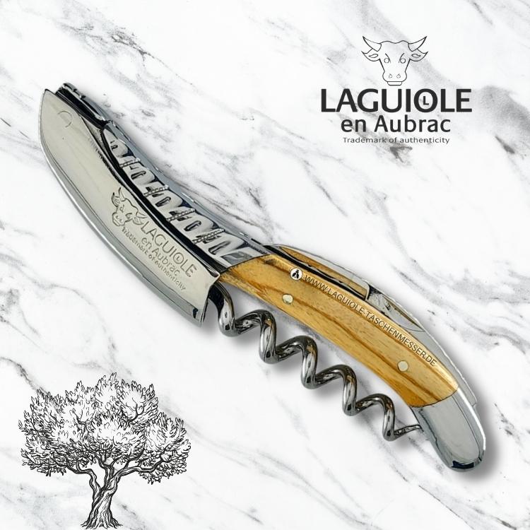 laguiole en aubrac sommeliermesser griff olivenholz torsade guillochierte platinen