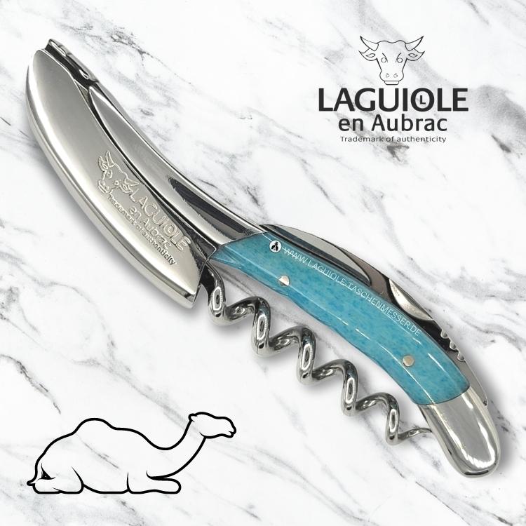 laguiole en aubrac sommeliermessser blau kamelknochen