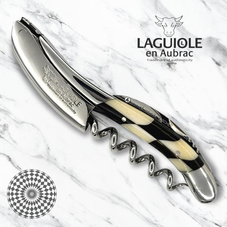 laguiole en aubrac sommeliermessser schachbrett intarsien ebenholz/knochen