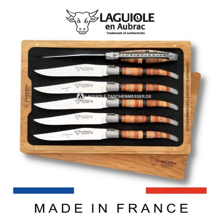 laguiole steakmesser set woodstock intarsien