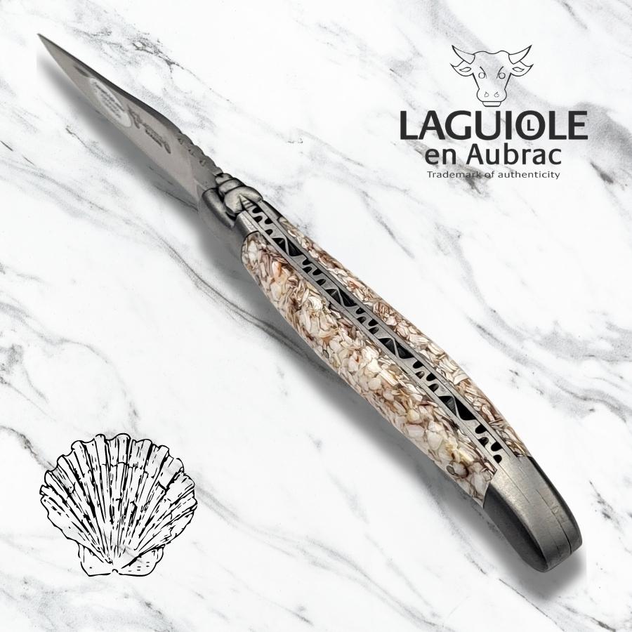 laguiole taschenmesser mit griff aus jakobsmuschelschalen