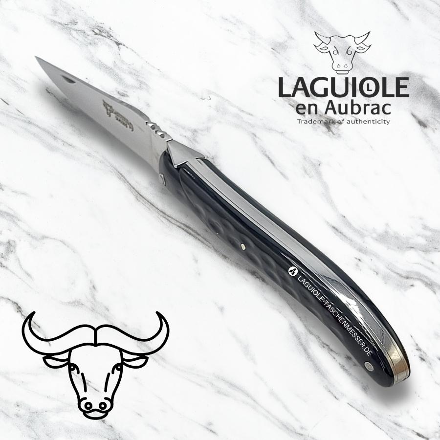 laguiole taschenmesser voller griff büffelhorn biene und feder glatt
