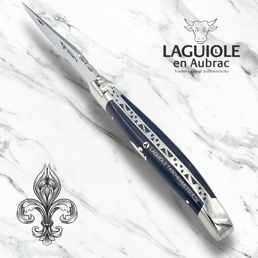 laguiole taschenmesser intarsien fleur de lys mit griff aus ebenholz