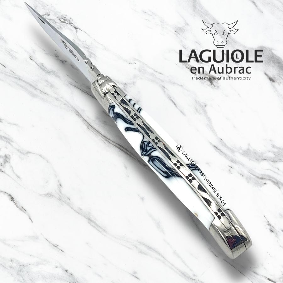 laguiole taschenmesser mit griff aus marshmallow weiß & schwarz