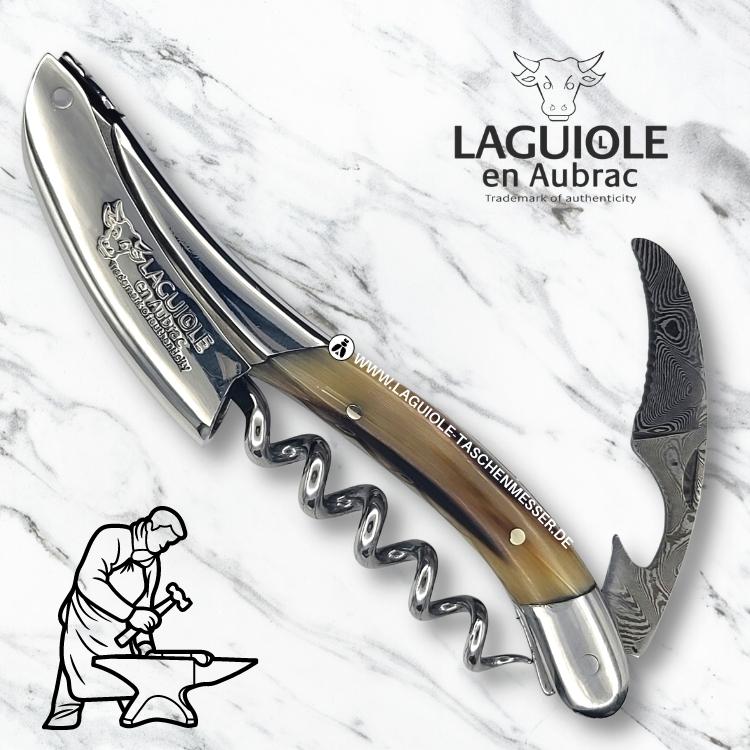 laguiole kellnermesser zebu horn griff damastklinge