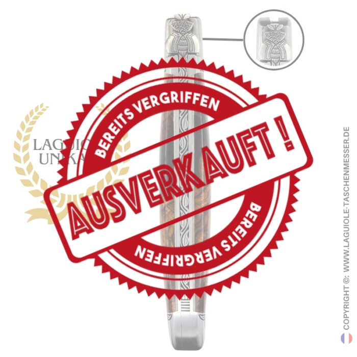 die pflanzliche seele: laguiole taschenmesser aus eisenholz maser gravierte biene, heftbacke und feder
