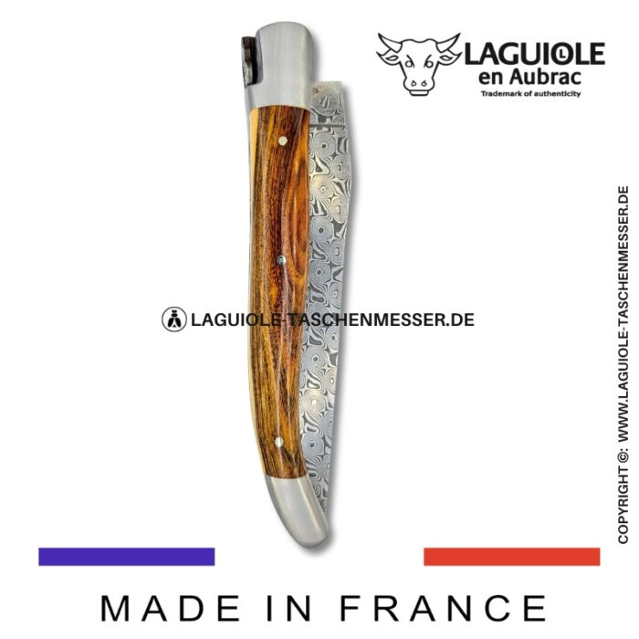 laguiole taschenmesser mit damastklinge & doppelplatinen – griff aus pistazienholz