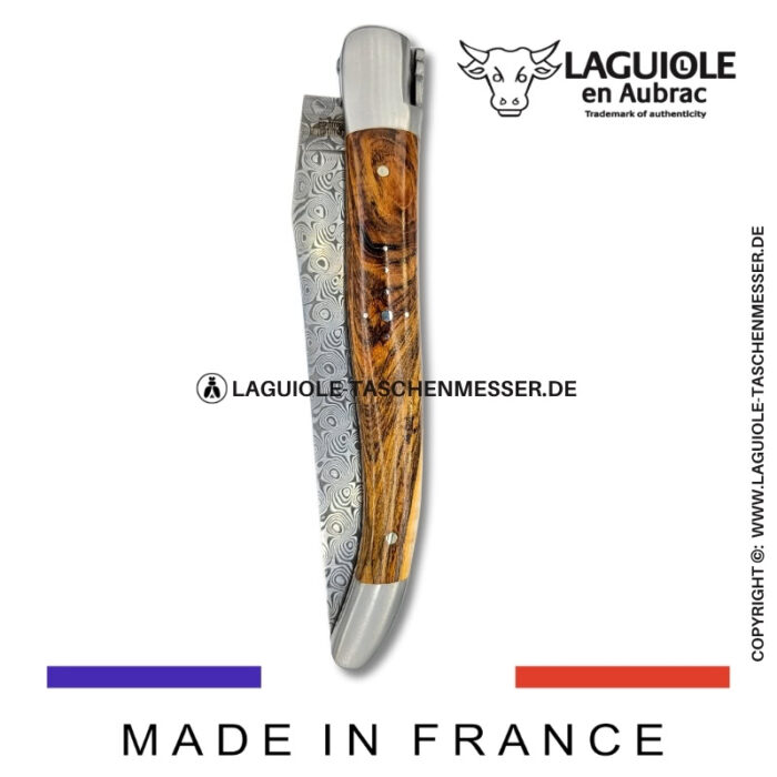 laguiole taschenmesser mit damastklinge & doppelplatinen – griff aus pistazienholz
