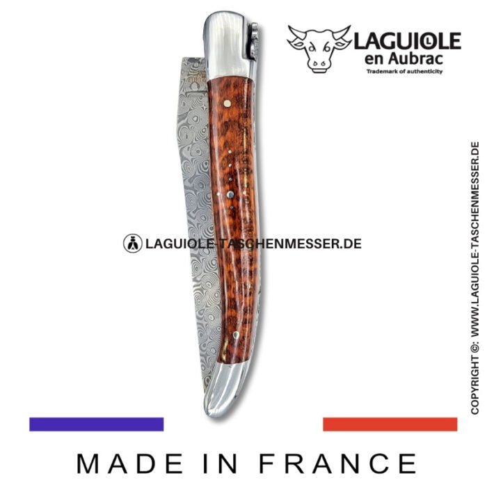 laguiole taschenmesser mit damastklinge & doppelplatinen – griff aus schlangenholz
