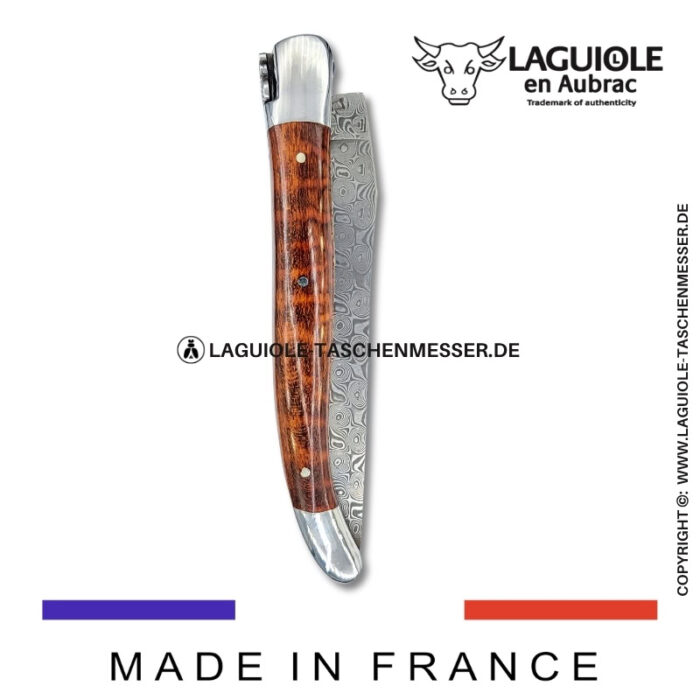 laguiole taschenmesser mit damastklinge & doppelplatinen – griff aus schlangenholz