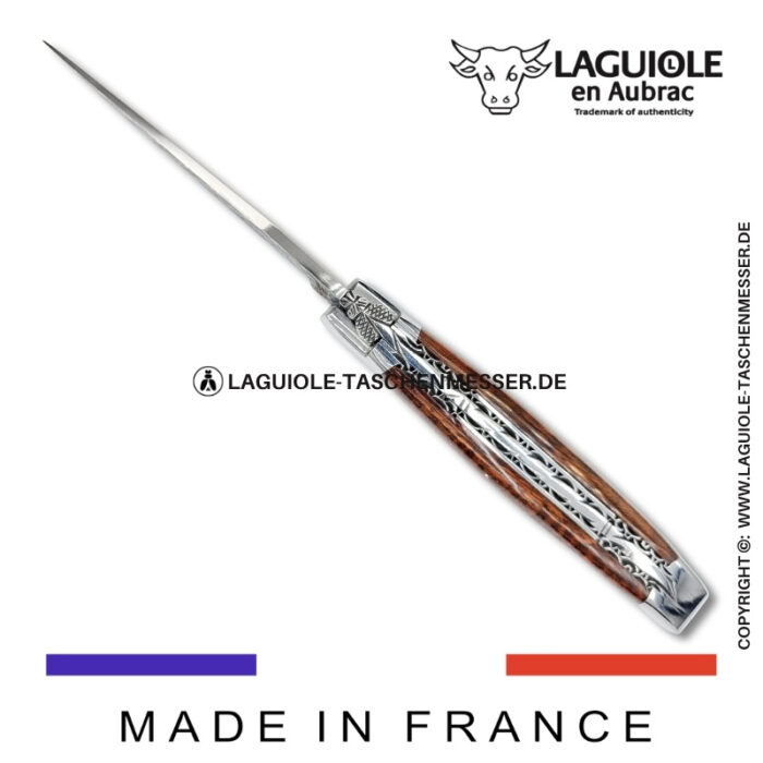 laguiole taschenmesser mit damastklinge & doppelplatinen – griff aus schlangenholz