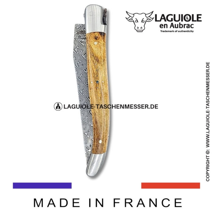 laguiole taschenmesser mit damastklinge & doppelplatinen – griff aus weinrebenholz