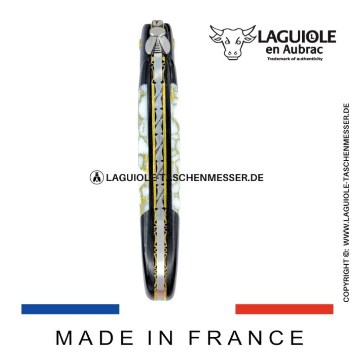 laguiole taschenmesser „nox pretiosa“ – ebenholz & howlith – guillochierte messingplatinen