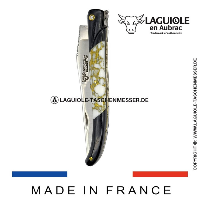 laguiole taschenmesser „nox pretiosa“ – ebenholz & howlith – guillochierte messingplatinen