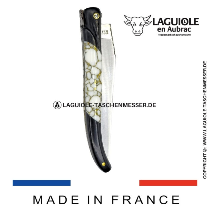 laguiole taschenmesser „nox pretiosa“ – ebenholz & howlith – guillochierte messingplatinen