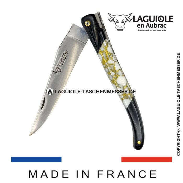 laguiole taschenmesser „nox pretiosa“ – ebenholz & howlith – guillochierte messingplatinen