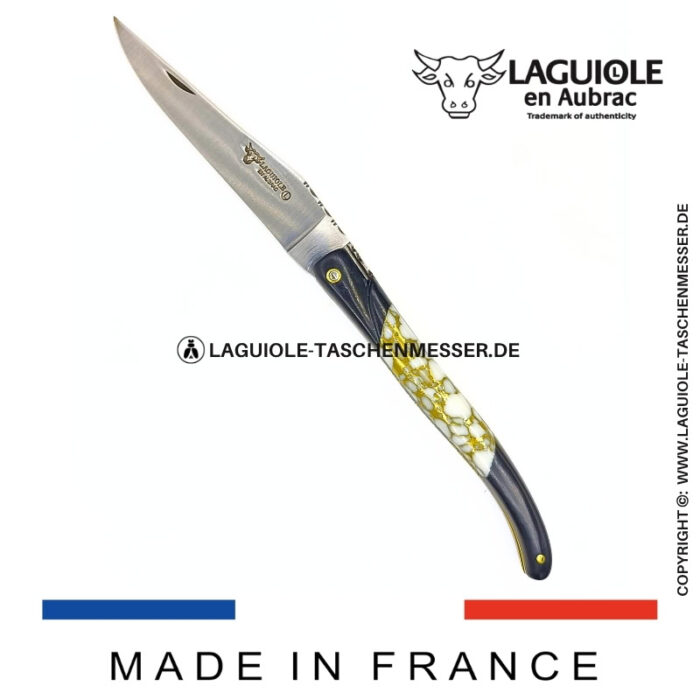 laguiole taschenmesser „nox pretiosa“ – ebenholz & howlith – guillochierte messingplatinen