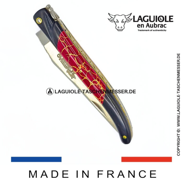 laguiole taschenmesser „nox pretiosa“ – ebenholz & jaspis – guillochierte messingplatinen