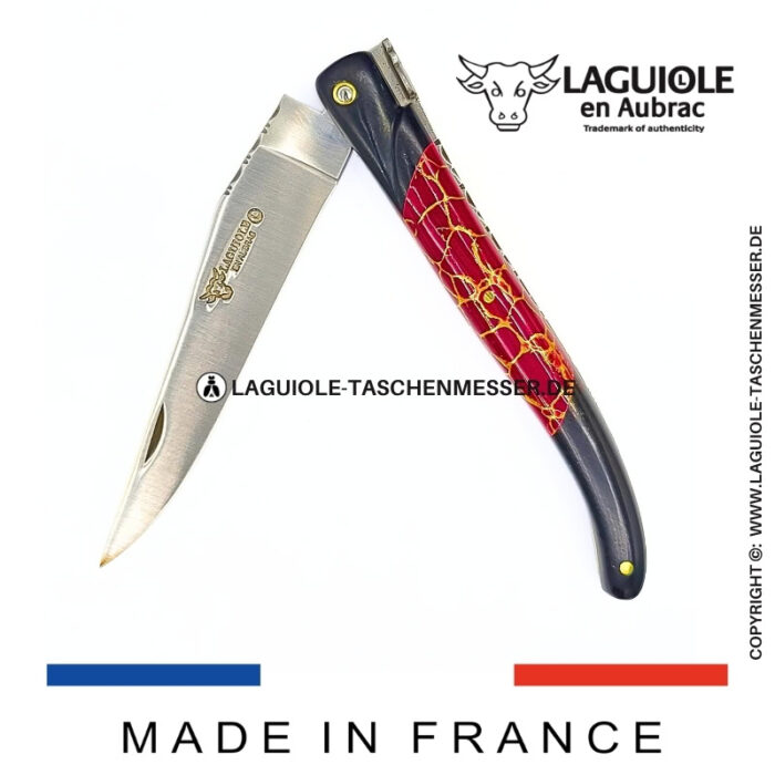 laguiole taschenmesser „nox pretiosa“ – ebenholz & jaspis – guillochierte messingplatinen