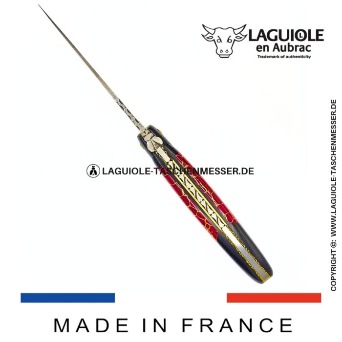 laguiole taschenmesser „nox pretiosa“ – ebenholz & jaspis – guillochierte messingplatinen