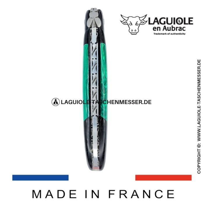laguiole taschenmesser „nox pretiosa“ – ebenholz & malachit – guillochierte edelstahlplatinen