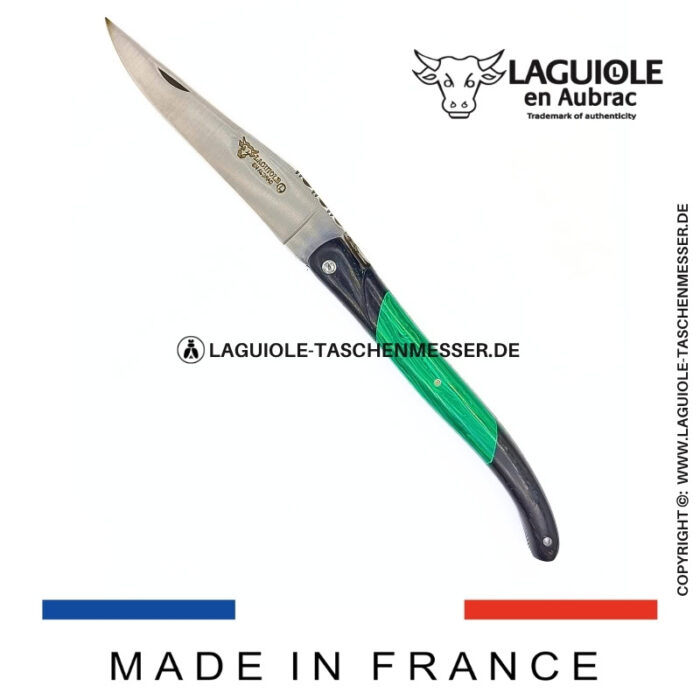 laguiole taschenmesser „nox pretiosa“ – ebenholz & malachit – guillochierte edelstahlplatinen