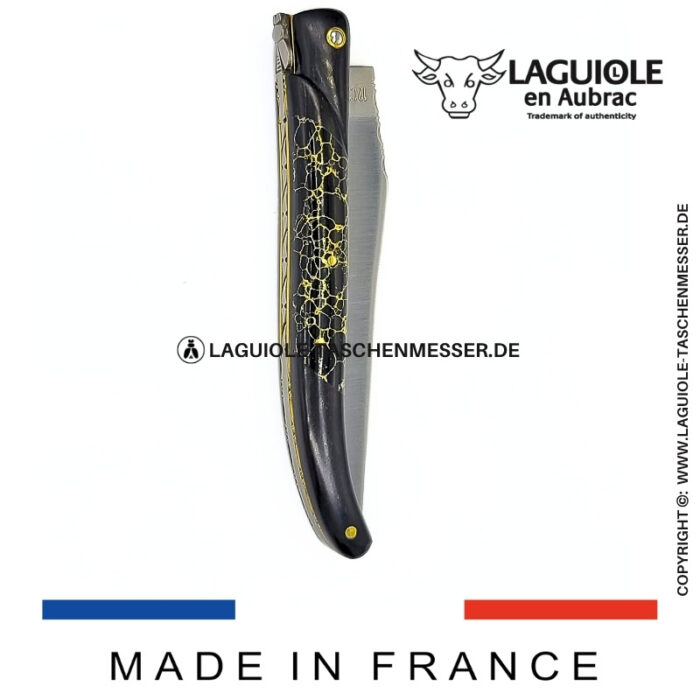 laguiole taschenmesser „nox pretiosa“ – ebenholz & onyx – guillochierte messingplatinen