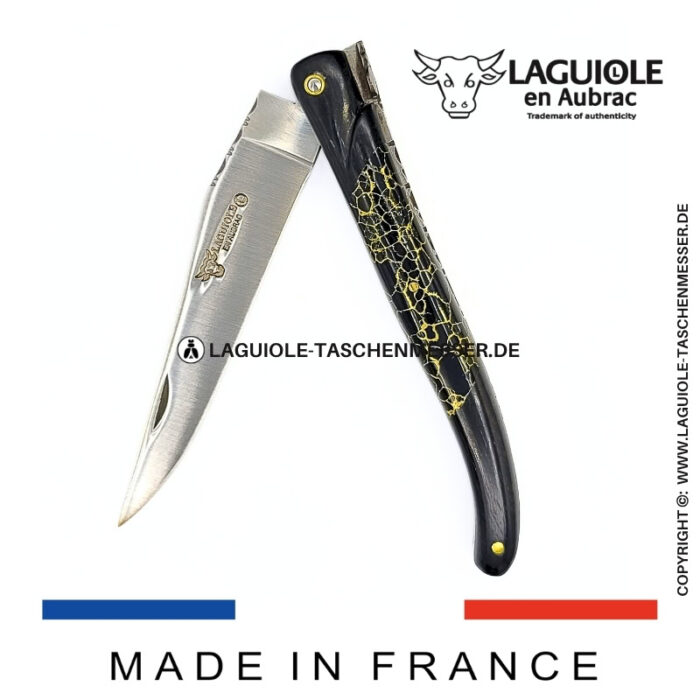 laguiole taschenmesser „nox pretiosa“ – ebenholz & onyx – guillochierte messingplatinen