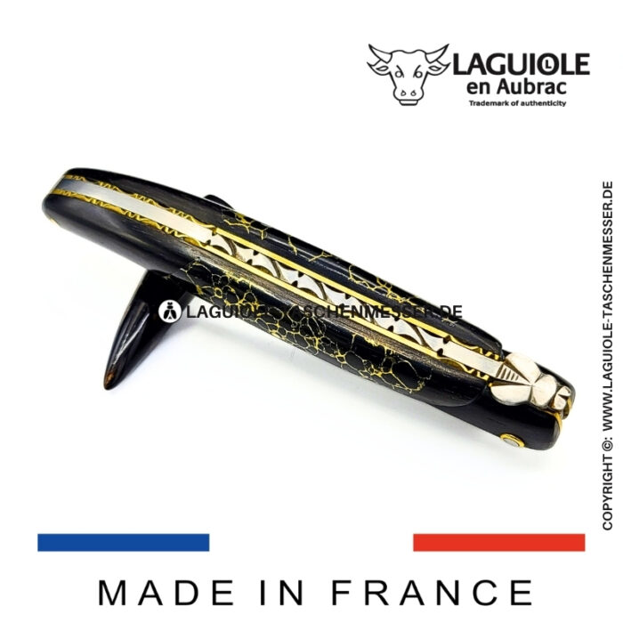 laguiole taschenmesser „nox pretiosa“ – ebenholz & onyx – guillochierte messingplatinen