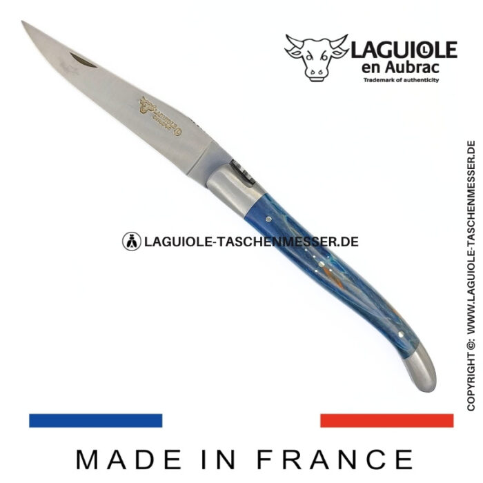 laguiole taschenmesser „schmetterling“ – griff aus blauem birkenholz