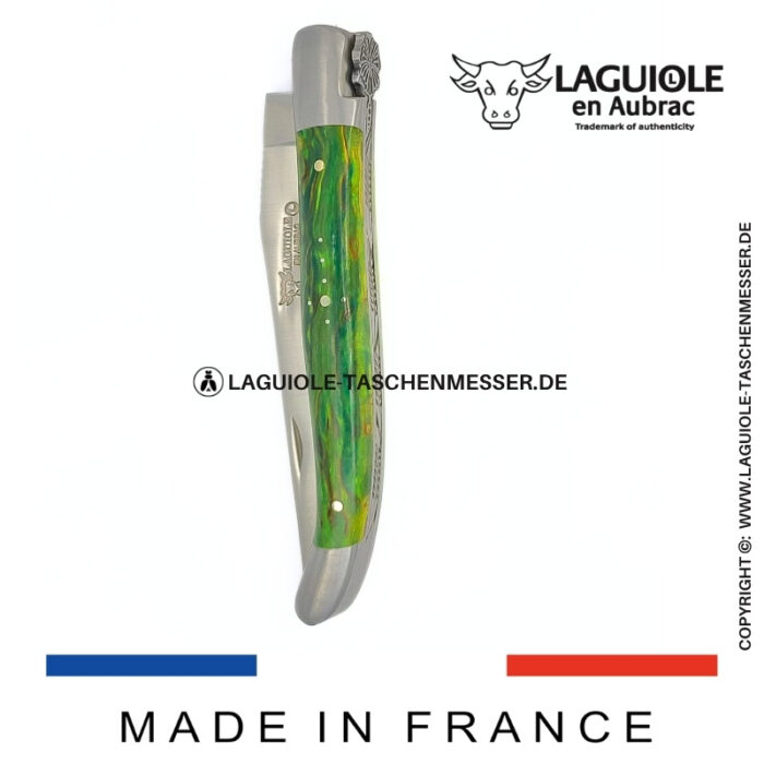 laguiole taschenmesser „schmetterling“ – griff aus grünem birkenholz
