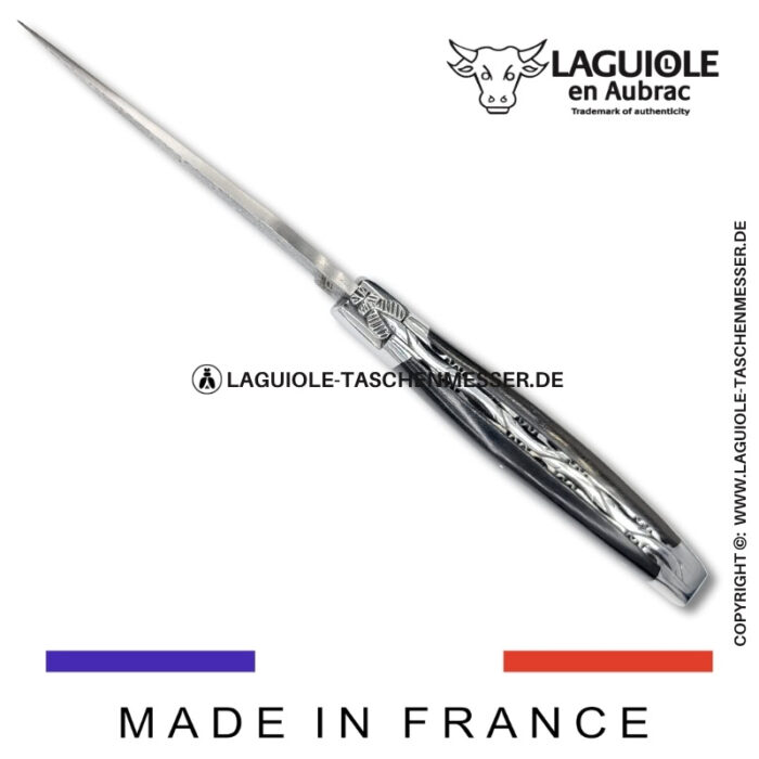 laguiole taschenmesser mit griff aus ebenholz – guillochierte platinen & balbach damas klinge
