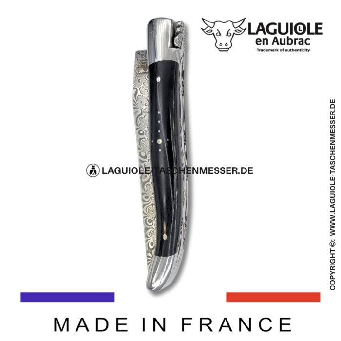 laguiole taschenmesser mit griff aus ebenholz – guillochierte platinen & balbach damas klinge