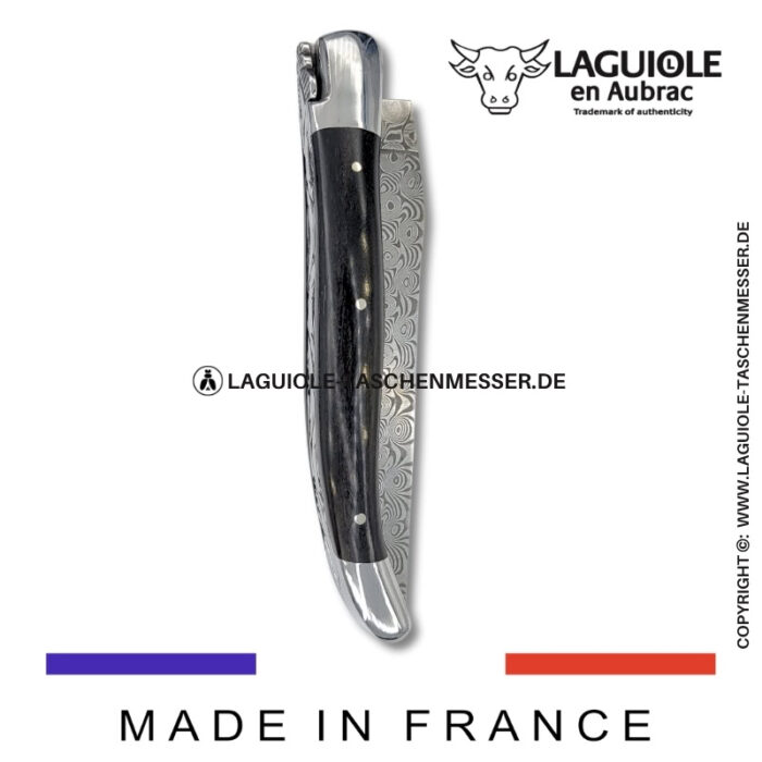 laguiole taschenmesser mit griff aus ebenholz – guillochierte platinen & balbach damas klinge